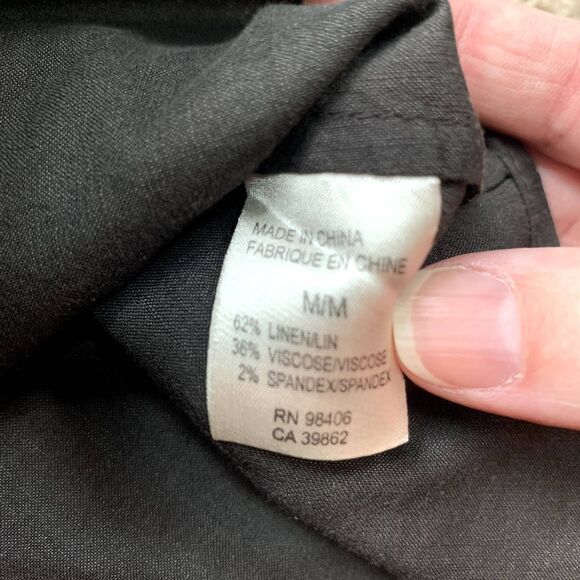 Theory Linen Blend Collared Button Up & Wide Leg Pants Set Y2K - Picture 15 of 16